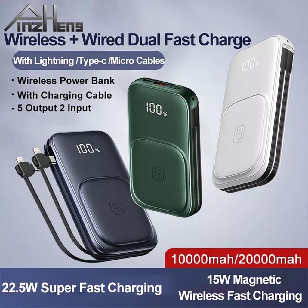 Sạc dự phòng không dây FENRUI W1 PD 20W /HuaWei 22.5W 10000mA/20000mAh,không dây 15W 10W 5W,Cho iPhone 13 12 Pro 11 Xs 8