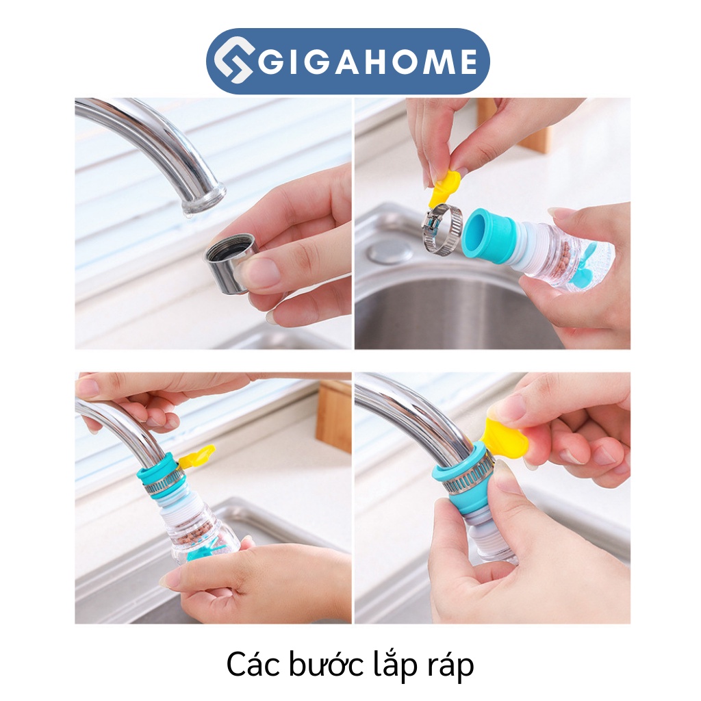 Đầu Vòi Lọc Nước Tăng Áp Có Cánh Quạt Xoay 360 Độ, Có Thể Kéo Ngắn Dài GIGAHOME 1020
