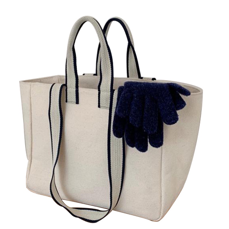 Túi đeo vai bằng vải canvas cỡ lớn thiết kế đơn giản thời trang cho nữ