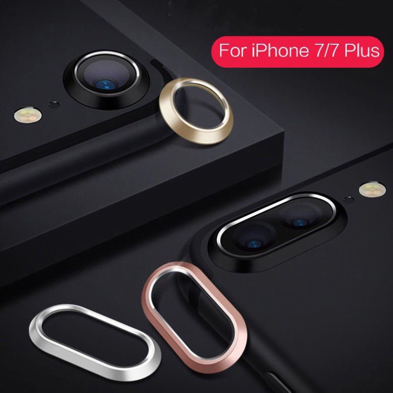 Miếng dán cường lực + vòng kim loại bảo vệ ống kính máy ảnh cho iPhone8 7 XR XS MAX 6 Plus