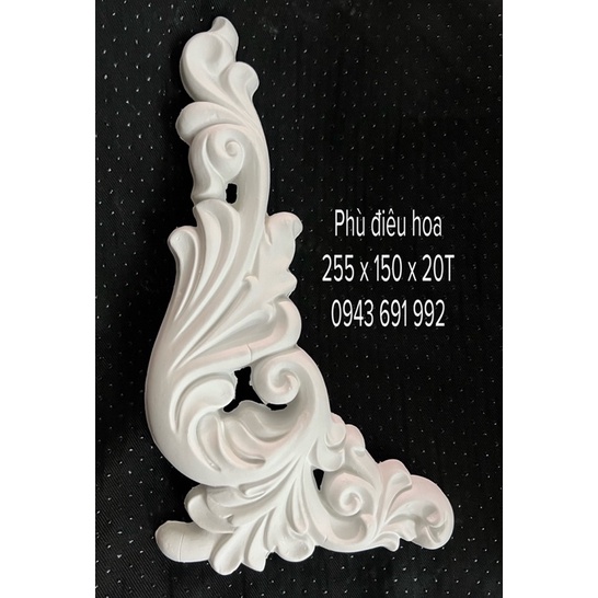 Phù điêu nhựa Pu hoa góc lệch kích thước 255mm x 150mm