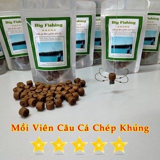 Mồi viên câu cá chép bự . Túi 50 Viên. Tặng Kèm 1 Túi Thính Dụ Cá Cuốn Ổ
