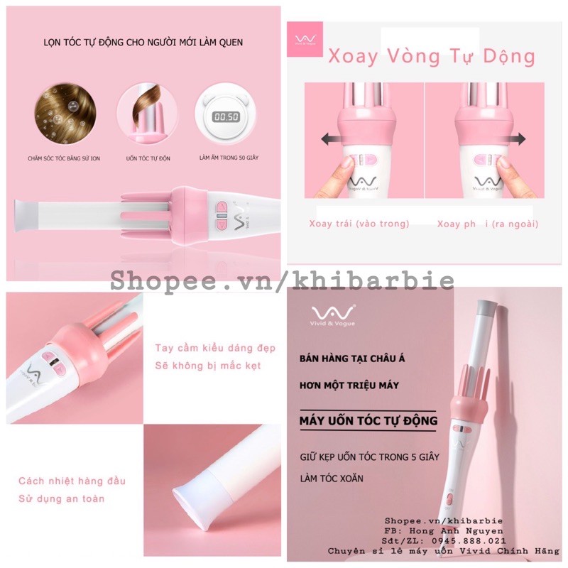 Chính Hãng Máy uốn xoăn Vivid Version 1 Bảo hành 6 tháng Ảnh thật shop tự quay clip và chụp máy