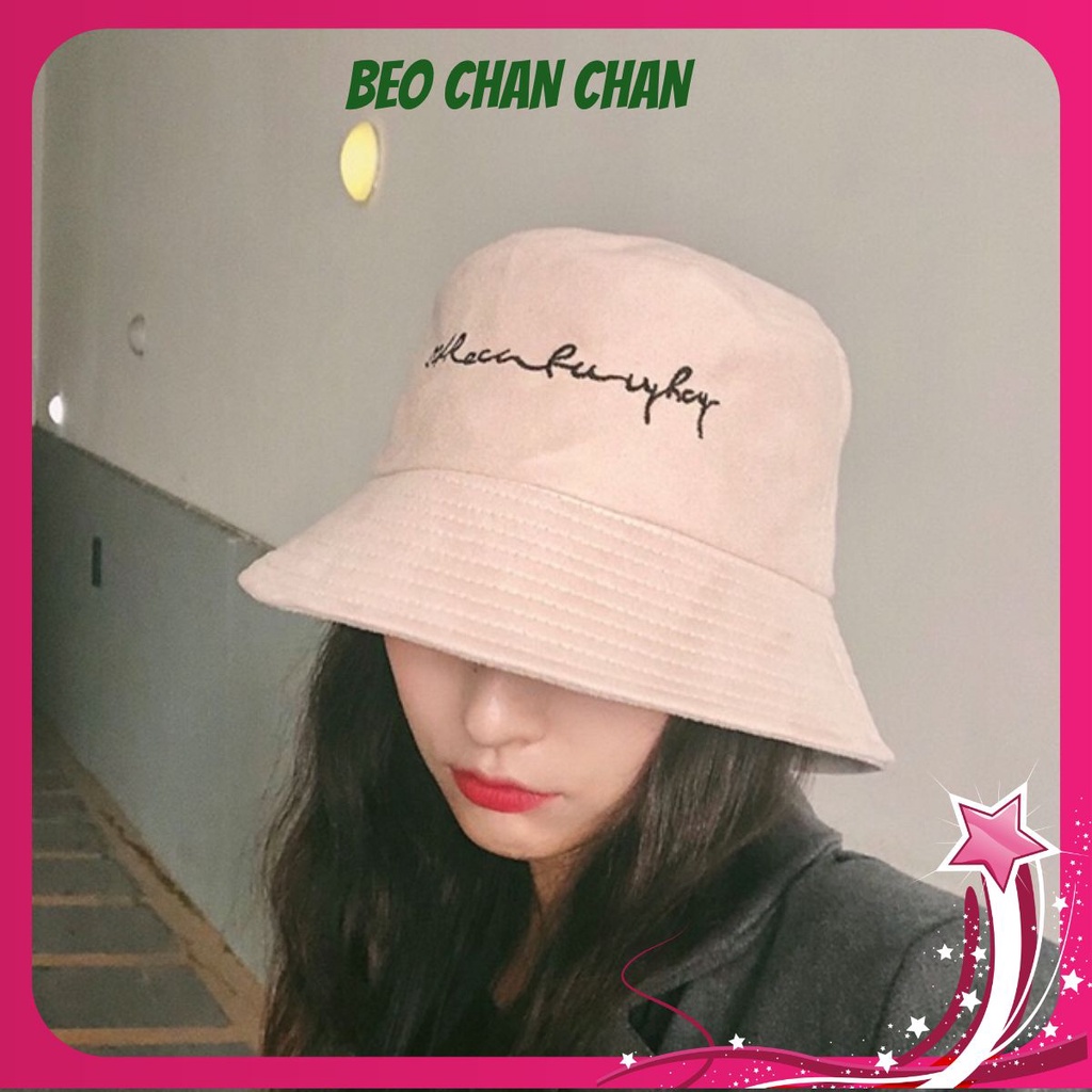 Mũ bucket nam nữ, nón bucket Maruko trơn vàng vintage dệt kim unisex cao cấp phủ nhung đỏ