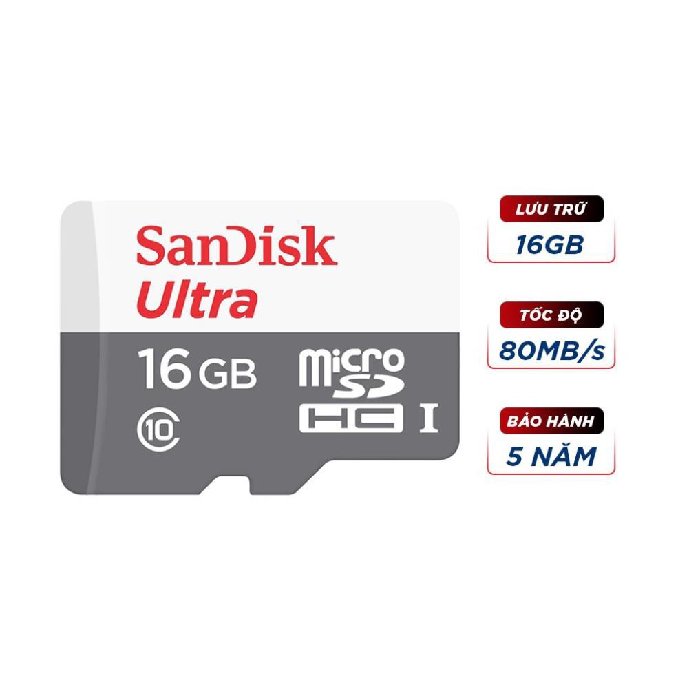 Thẻ nhớ Sandisk 16GB upto 80MB/s - Thẻ sandisk chuyên dụng cho Camera, Máy ảnh....| Bảo Hành 5 Năm | BigBuy360 - bigbuy360.vn