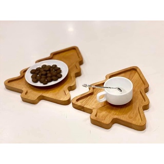 Khay thông gỗ decor giáng sinh (Khay decor noel)