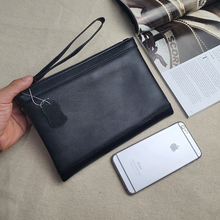 Clutch cầm tay nam da bò thật vân mill CL127  - 100% Da thật, BH 3 năm