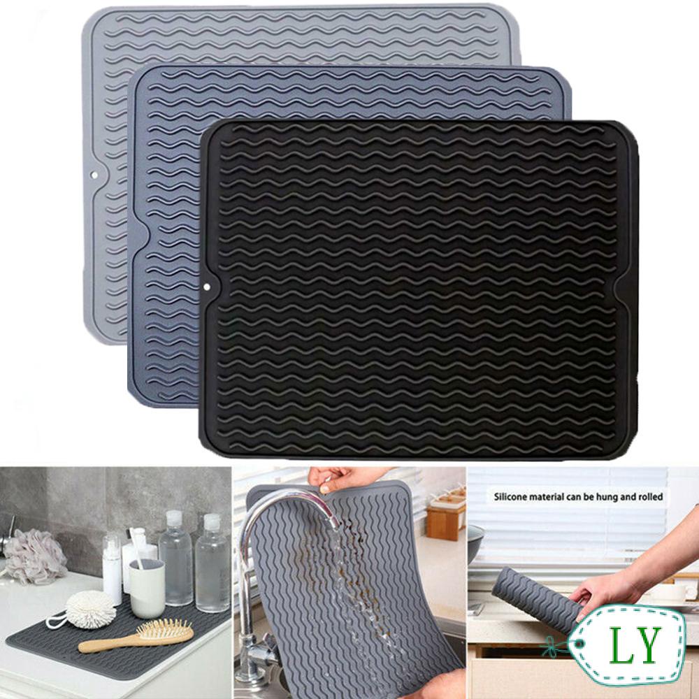 Thảm lót thoát nước phơi khô chén dĩa bằng silicone cách nhiệt chống trượt nhiều màu tùy chọn