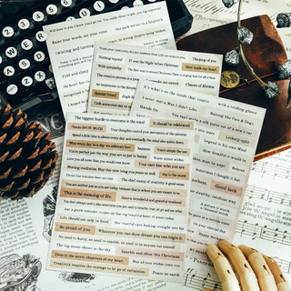 Meo.hime 𓃠 Set 4 tờ sticker quotes chữ tiếng Anh phong cách vintage trang trí sổ