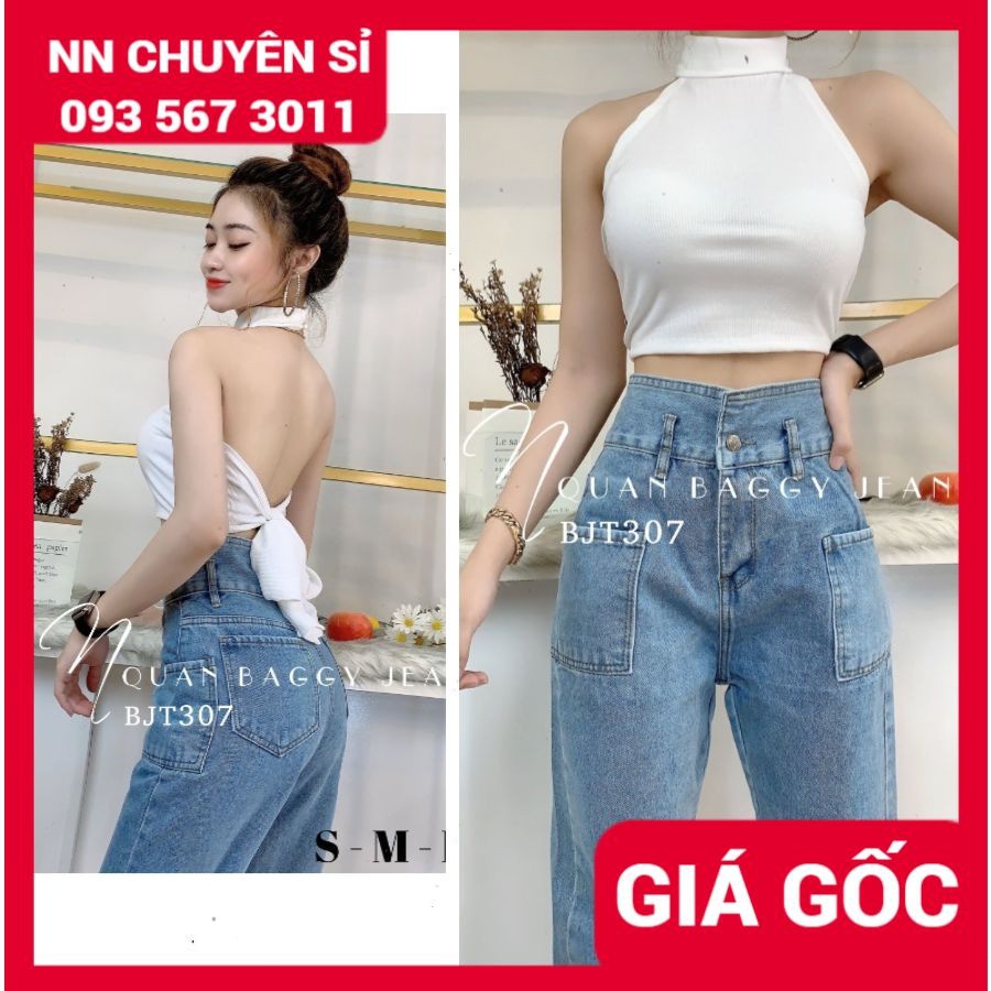 QUẦN BAGGY JEAN NỮ BJT307 HÀNG ĐẸPẢNH THẬT QUẦN BÒ LƯNG CAO  QUẦN BAGGY JEAN TÚI TO