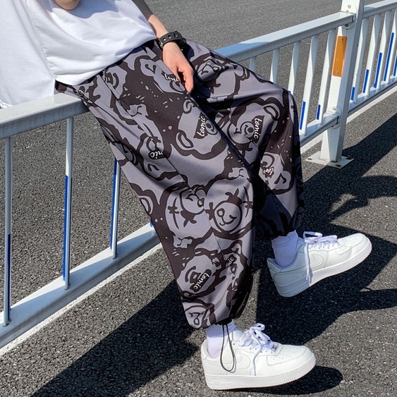 Quần ống rộng in họa tiết phong cách hip hop đường phố cá tính cho nam