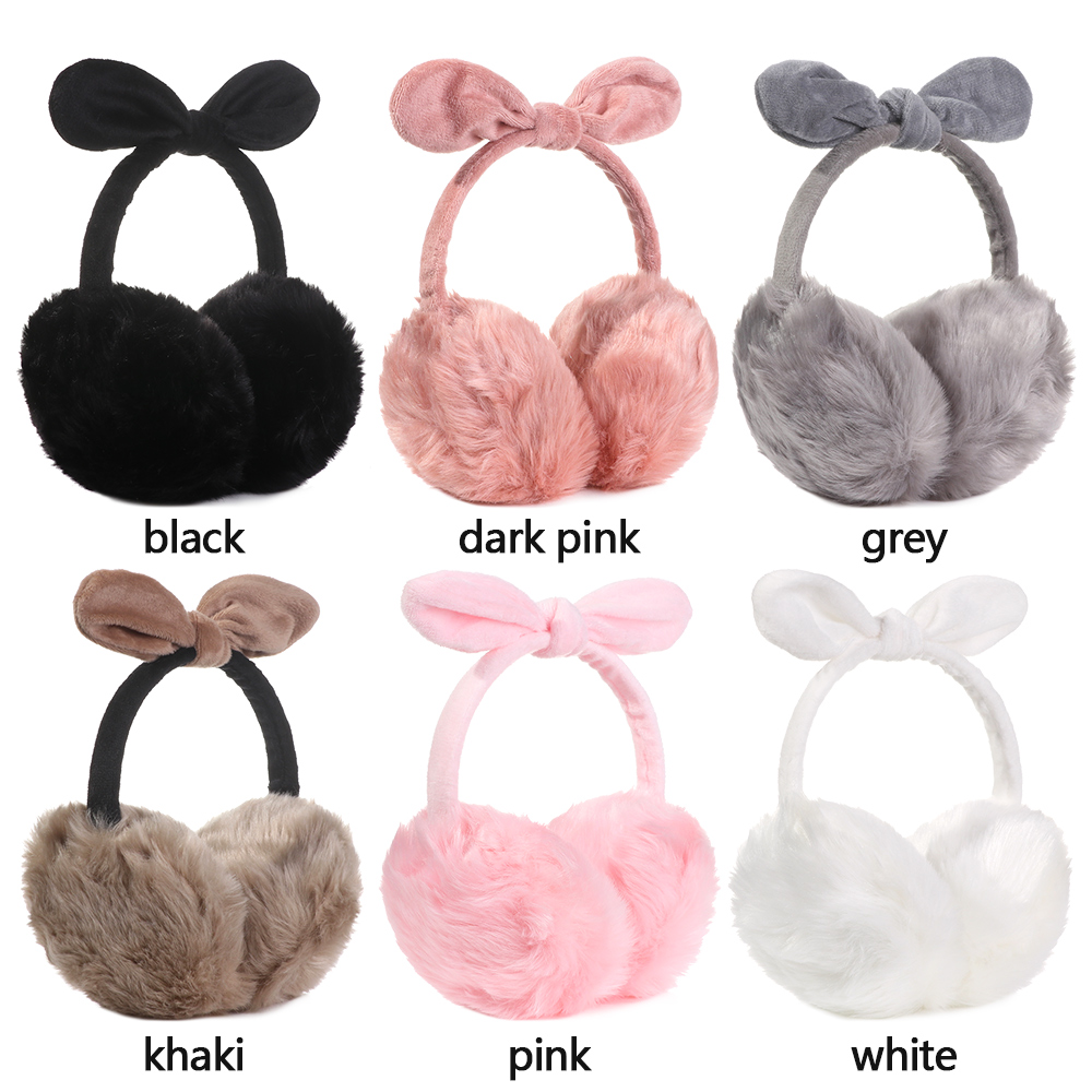 (Hàng Mới Về) Bông Chụp Tai Giữ Ấm Hình Nơ Chất Liệu Nhung Dày Dặn Cho Nữ