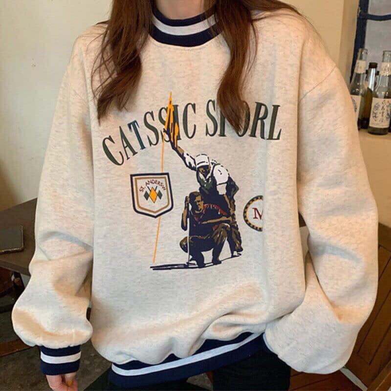 Áo Nữ, Áo Nỉ CATSSIC Chất Nỉ Fom Rộng Siêu Xinh