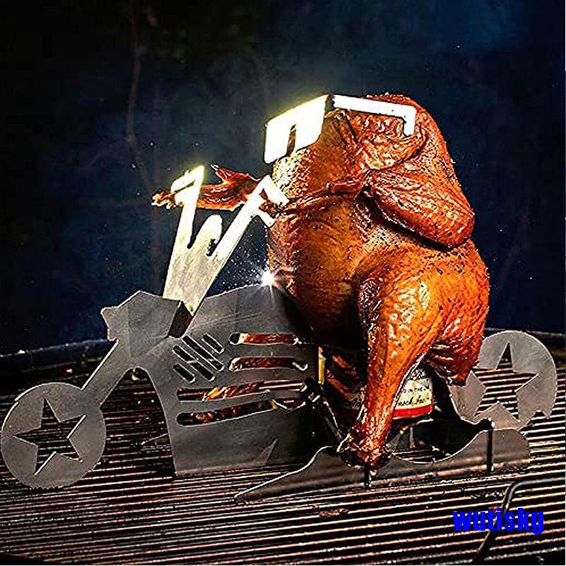 [COD]Portable Chicken Stand Beer American Motorcycle Bbq Stainless Steel Rack Outdoor