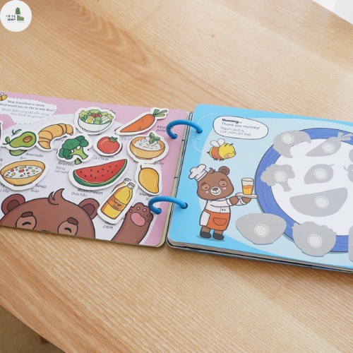 Học liệu bóc dán BEEZI BOOK dành cho bé từ 2-5 tuổi, Học liệu song ngữ Anh Việt, Busy Book song ngữ
