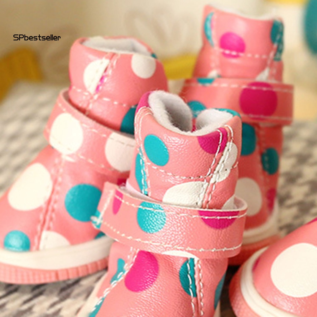 Bộ 4 Giày Bốt Giả Da Bắt Mắt Cho Thú Cưng