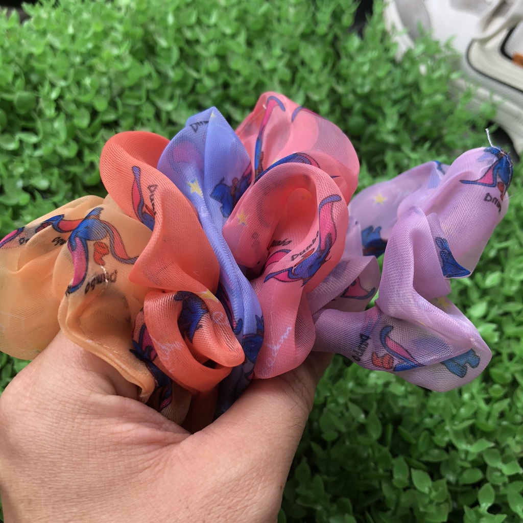Cột (buộc) tóc scrunchies voan hình chú voi xinh xắn M65