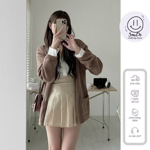 Áo Khoác Cardigan Mỏng Nhẹ Túi Vuông Trước Sọc Lưng Tay dài | Smide Clothing