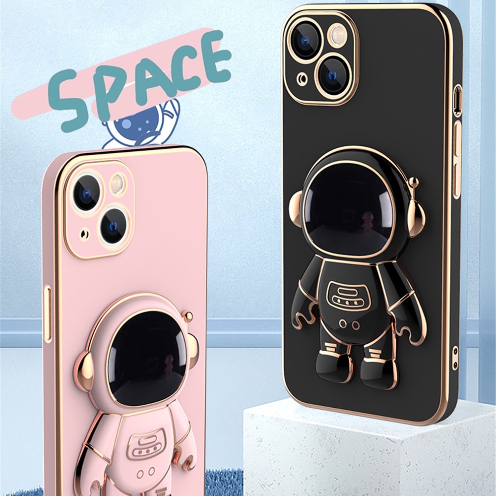 Astronaut Phone Case For iPhone 13 13 Pro 13 Pro Max 13 Mini iPhone 12 12 Pro 12 Pro Max 12 Mini Shockproof Silicone Kickstand Cover