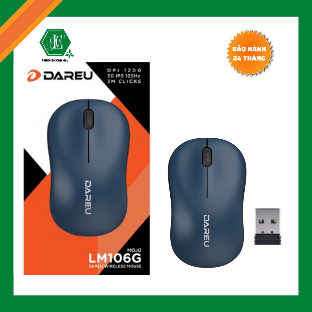 Chuột không dây DAREU LM106G - 4 màu rực rỡ ĐEN HỒNG ĐỎ XANH - New - FULL BOX - Chính hãng - BH 24T