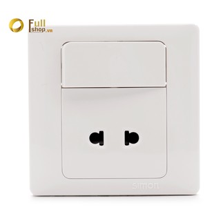 Bộ ổ cắm 2 chấu vuông, dùng cho chấu tròn và chấu dẹt kèm công tắc 1 chiều, 10A 250V~ Simon Series 50 51076B