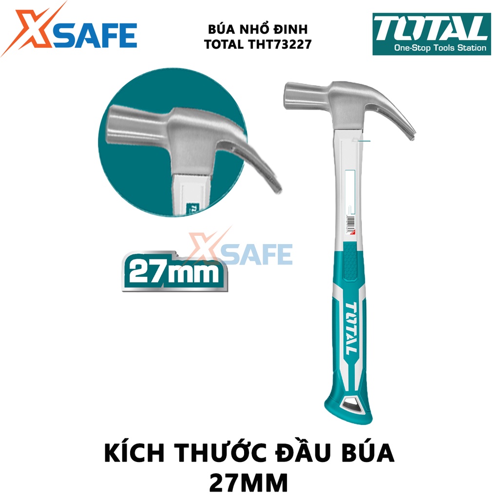 Búa nhổ đinh cầm tay kiểu Anh TOTAL THT73227 27mm, đầu búa thép carbon 45 được tôi luyện, chịu nhiệt - chính hãng- xsafe