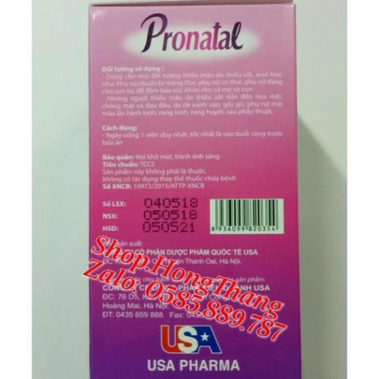 Pronatal Viên bổ bà bầu Bổ sung sắt, acid folic, vitamin cho mọi phụ nữ mang thai và cho con bú 30viên