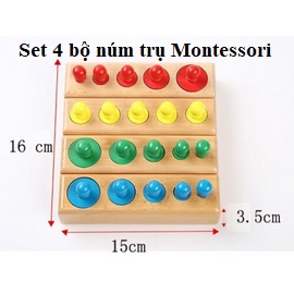 Đồ chơi gỗ thông minh Set 4 bộ núm trụ Montessori