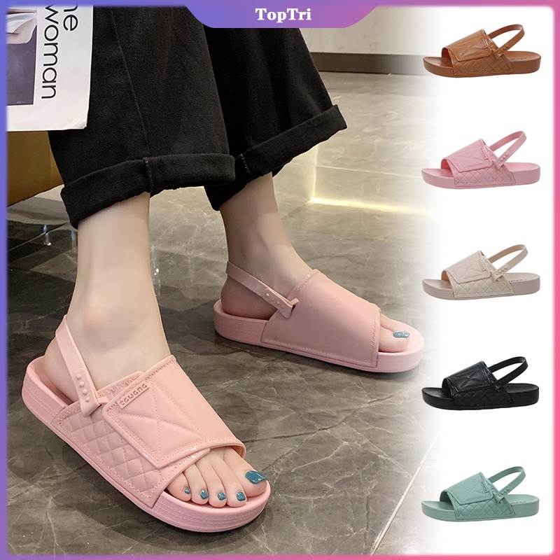 Dép Sandal Đế Bằng Phong Cách Hàn Quốc Thời Trang Đi Biển Cho Nữ