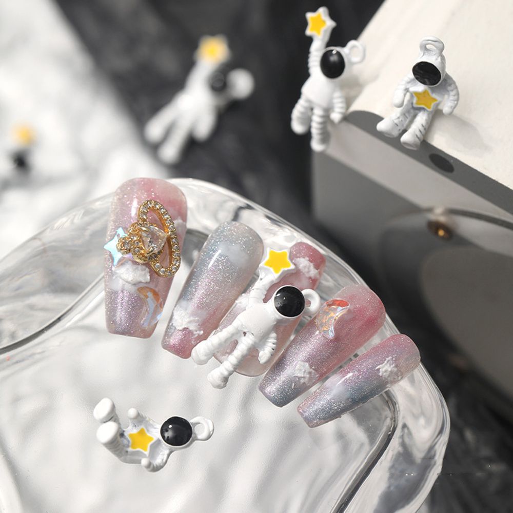 Phụ Kiện Trang Trí Móng Tay Nghệ Thuật Hình Phi Hành Gia Hoạt Hình 3D Sáng Tạo Diy