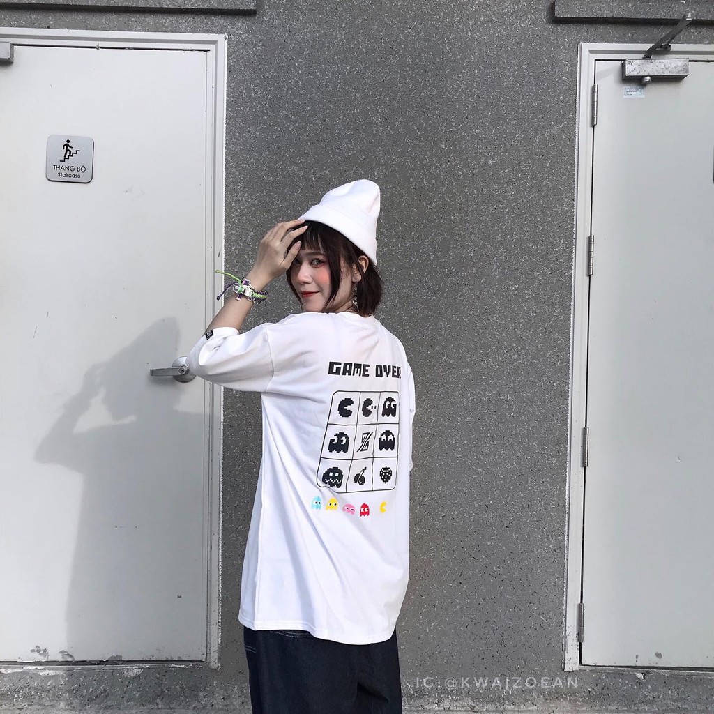 Áo thun cotton RIDU in Phản quang ánh 7 màu GAME OVER siêu đẹp, chất lượng, oversize tay lở, ATPQ2