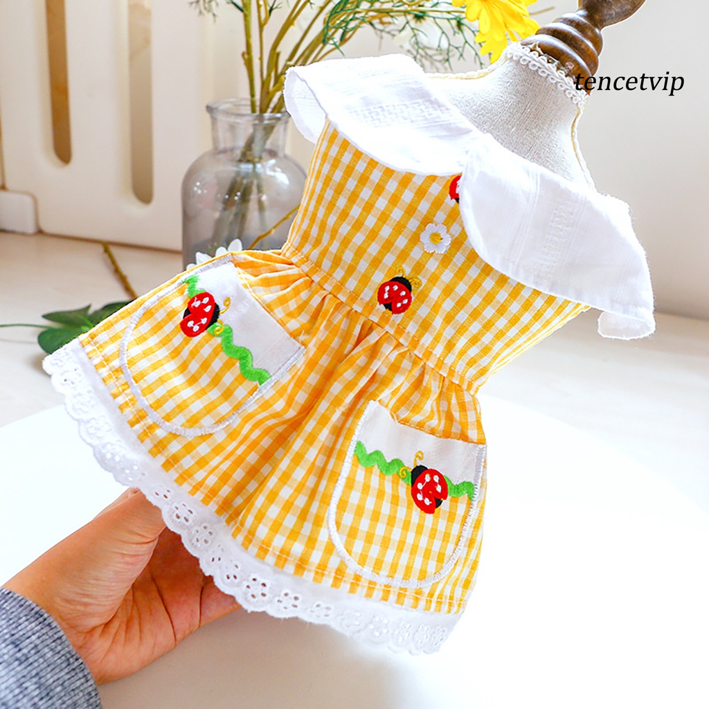 Đầm sát nách họa tiết côn trùng/ côn trùng màu vàng thời trang mùa hè cho cún cưng