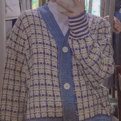 Hàng Sẵn_Áo khoác len Cardigan áo dệt kim nút bạc phong cách Hàn