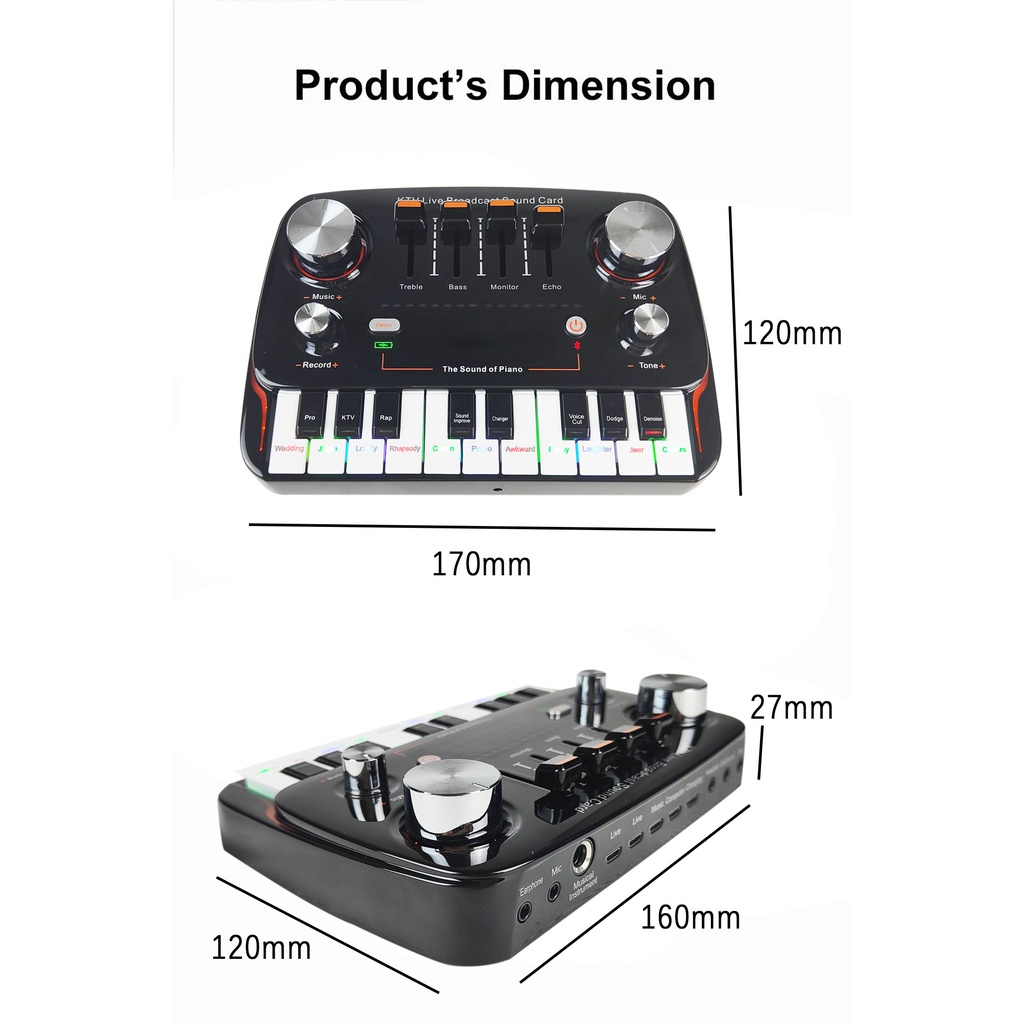 Thẻ Âm Thanh Đàn Piano GAX-S10 Kết Nối Điện Thoại / Máy Tính Chuyên Nghiệp Chất Lượng Cao