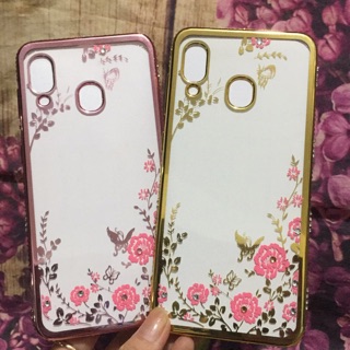 Ốp lưng Galaxy A30 dẻo viền si đính đá hoa văn 4D đẹp