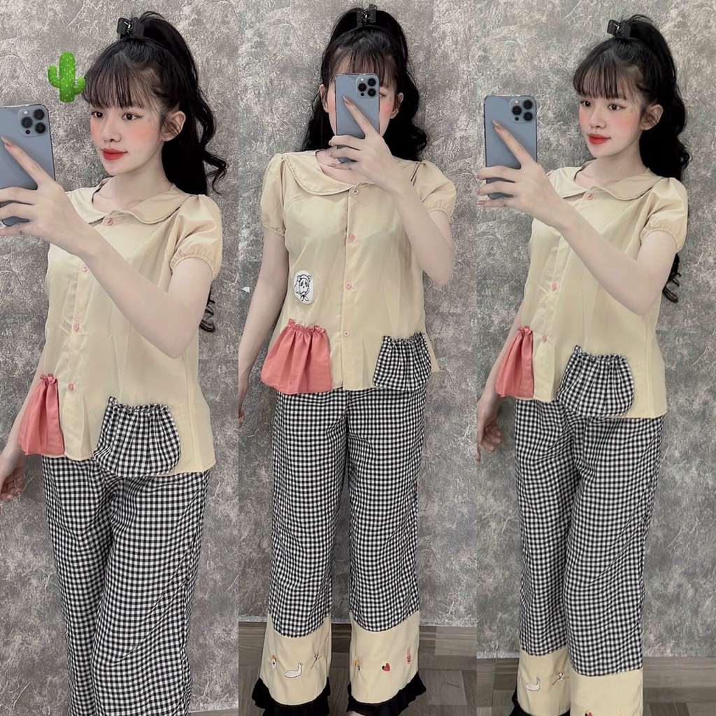 BỘ ĐỒ NGỦ CHẤT LIỆU VẢI LỤA MÁT MỊN, THIẾT KẾ HỌA TIẾT TRẺ TRUNG, KÈM SIÊU QUÀ TẶNG-KHO SỈ #PC