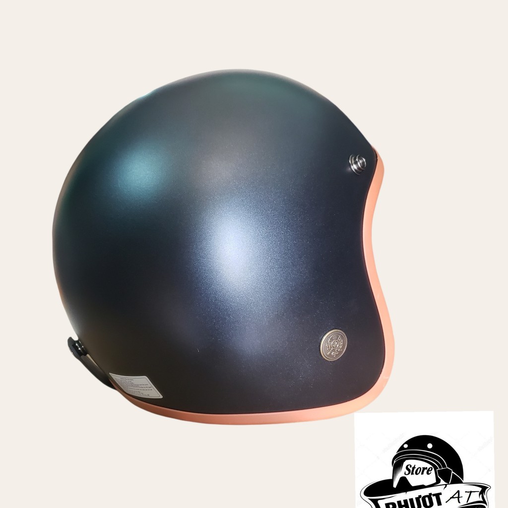 Mũ Bảo Hiểm 3/4 Màu Đen Lót Nâu - Nón 3/4 Chính Hãng Lót Nón Cực Dày