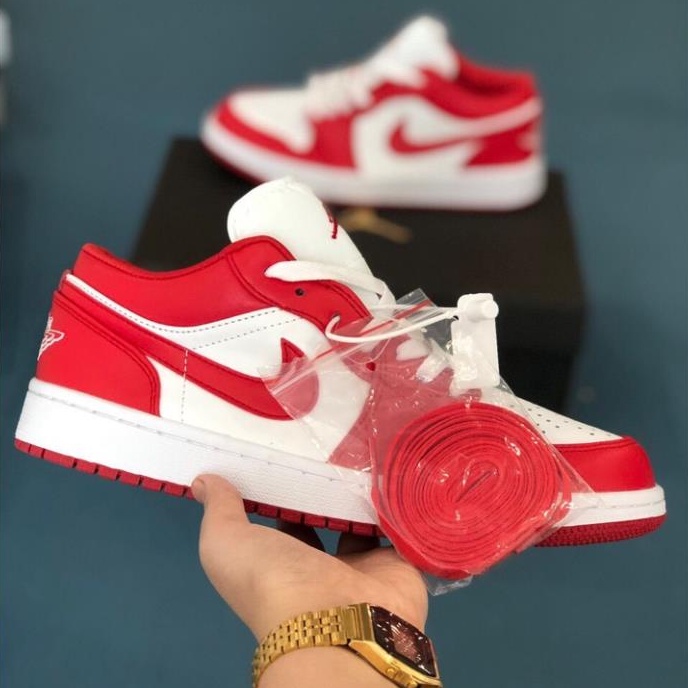 Giày Thể Thao Jordan Đỏ Trắng Cổ Thấp Sneaker JD1 Low Đỏ Trắng Cao Cấp