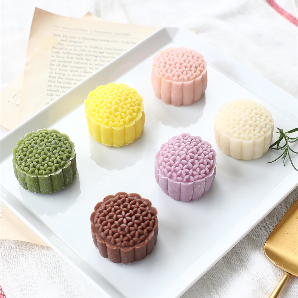 Khuôn trung thu lò xo 6 mặt hoạ tiết Vân Mây/ hoạ tiết Đan 50g - 125g