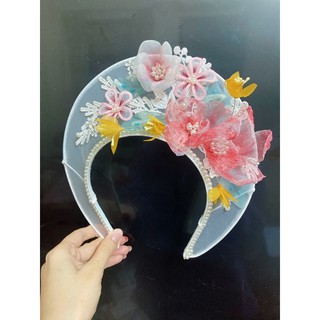 Mấn bờm cô dâu đính hoa lá ren