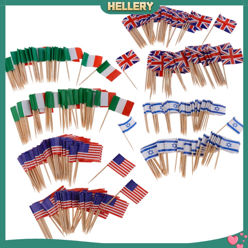 Set 100 Tăm Xỉa Răng Hình Lá Cờ Anh Trang Trí Bánh Kem