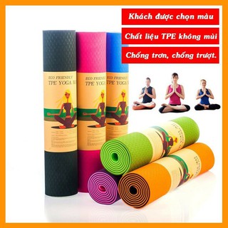 Thảm Yoga TPE Loại Dầy 8mm  2 Lớp Chống Trơn Trượt Loại Tốt