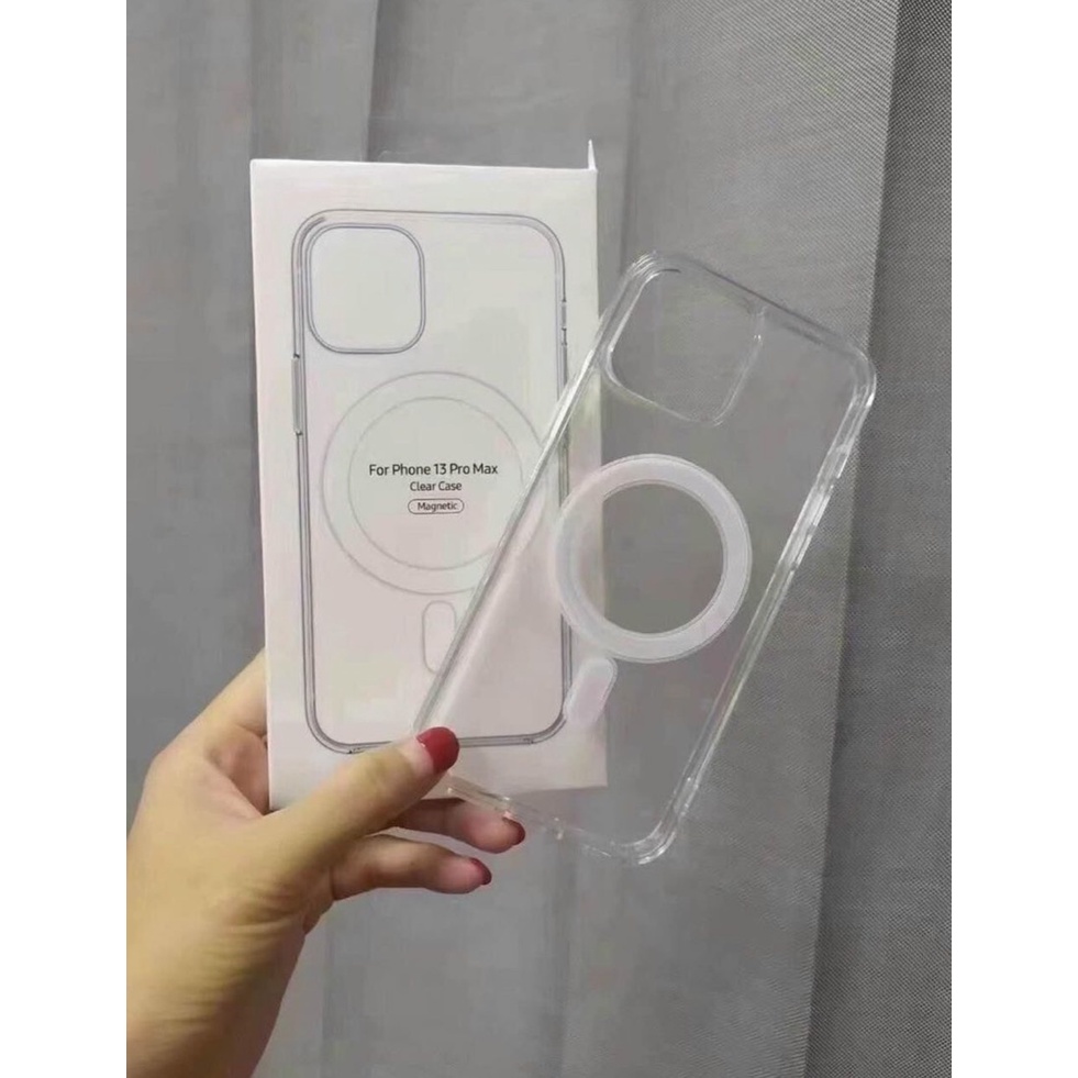 Ốp lưng trong suốt chống ố vàng hỗ trợ sạc không dây Magsafe cho iphone X Xsmax 11pro 11promax 12 13promax 14 14promax