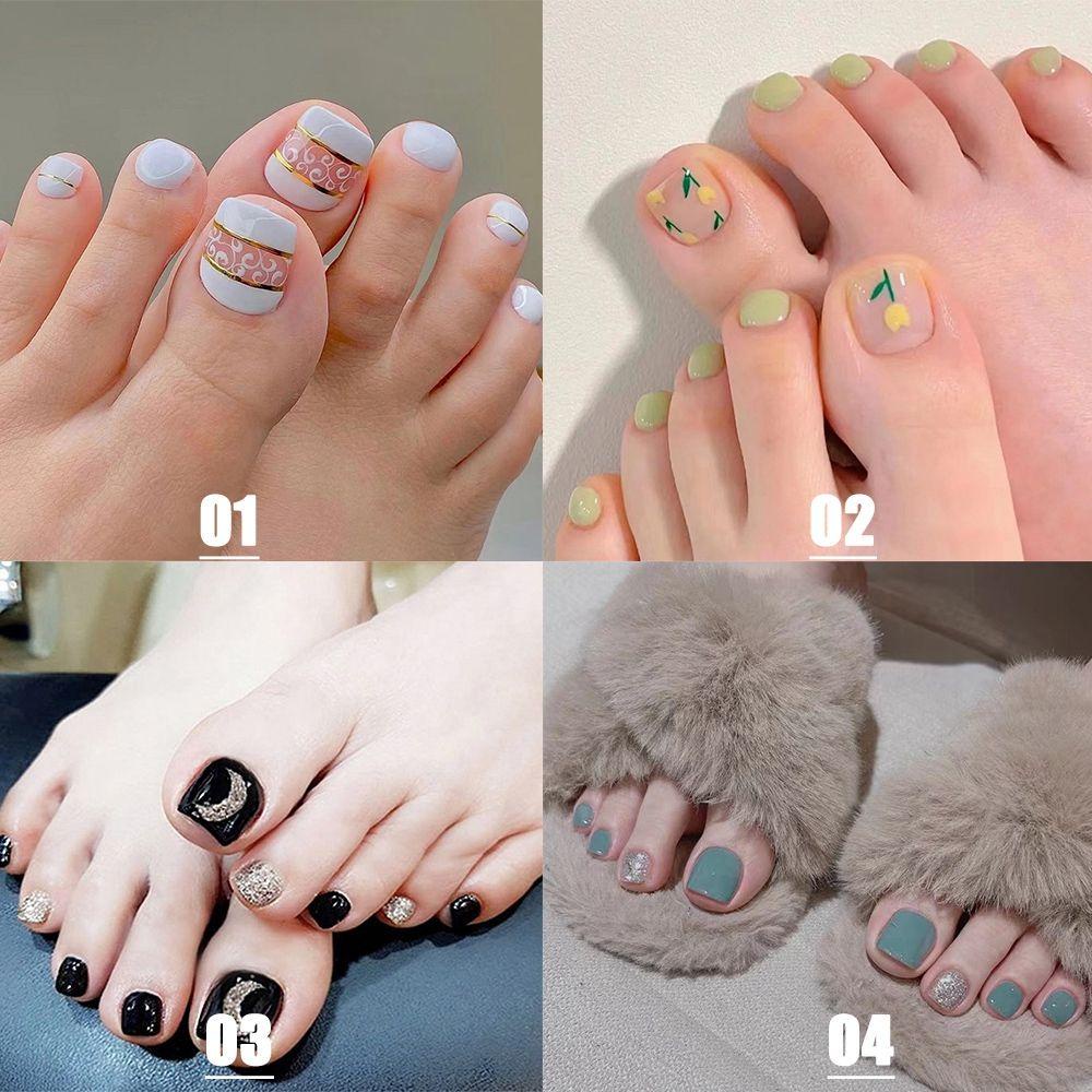 SUSANS 24pcs/Box Square Head Toes False Nails Detachable Manicure Tool Full Cover Fake Nails