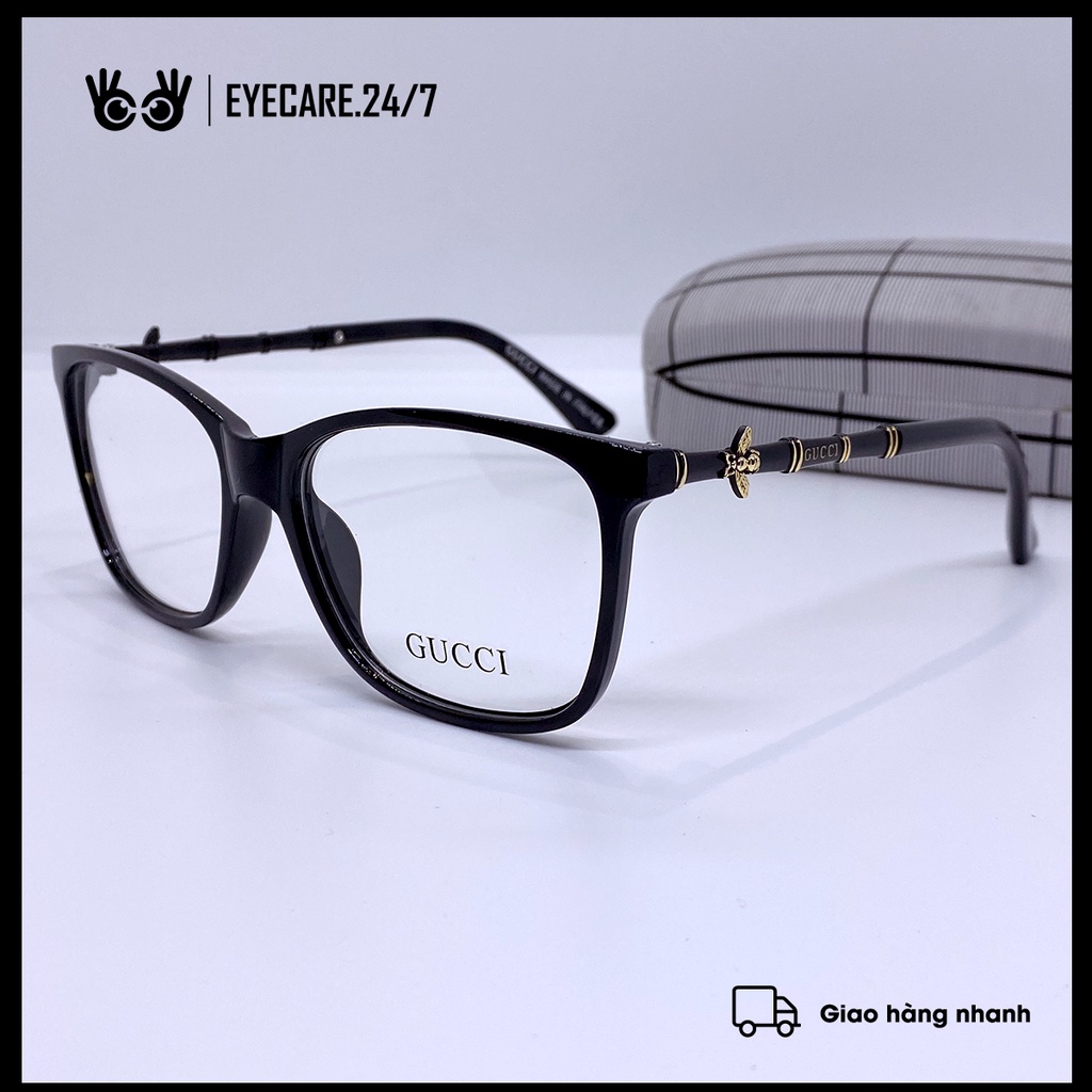 Kính cận nam GUCCI ong nam nữ chất liệu nhựa cứng cáp mắt vuông giả cận thời trang