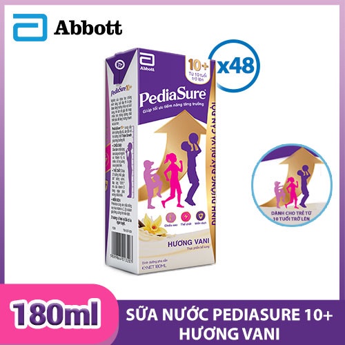 Thùng 48 hộp sữa nước Pediasure 10+ hương vani (hộp 180ml) &quot;Giá bán đã trừ khuyến mãi&quot;