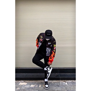 Áo khoác varsity racing Lửa