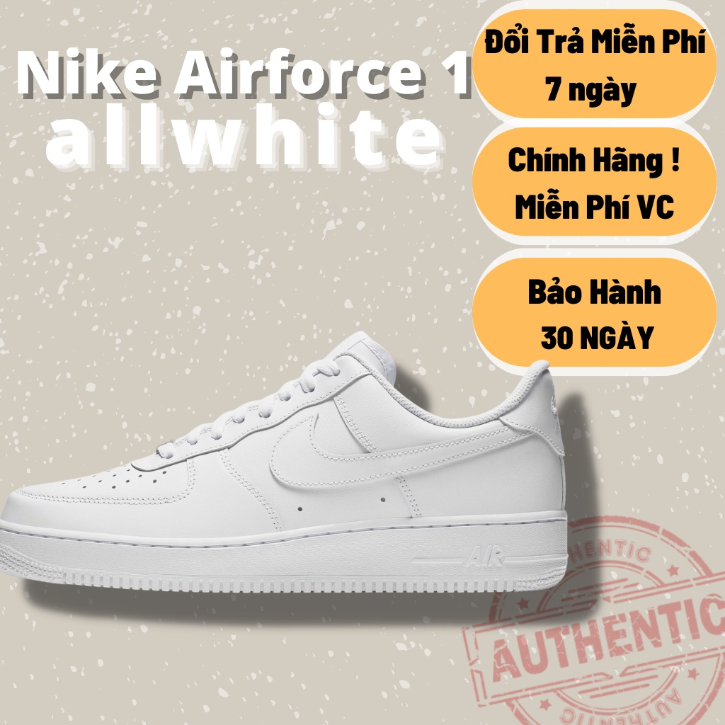 Giày Thể Thao Nike Airforce 1 allwhite cổ thấp