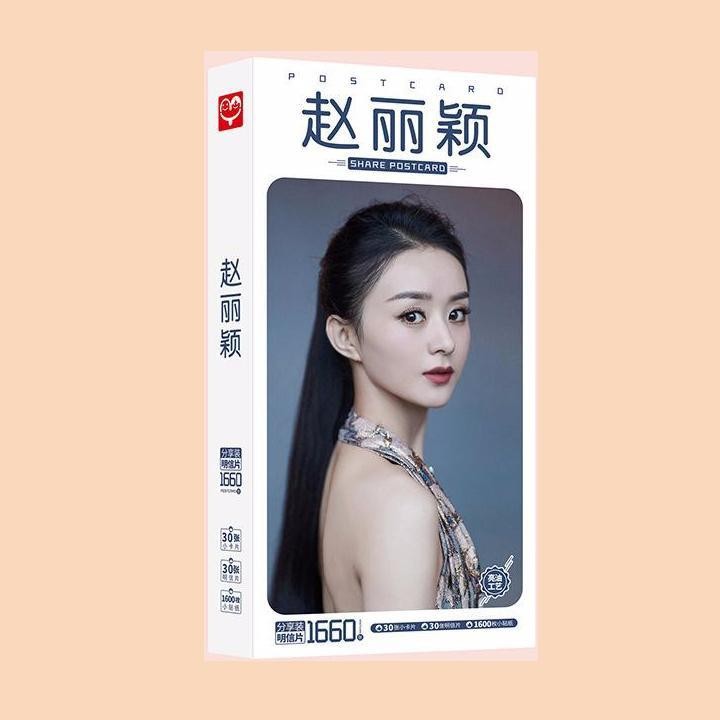 Hộp ảnh postcard Triệu Lệ Dĩnh có lomo sticker in hình idol diễn viên hoa ngữ