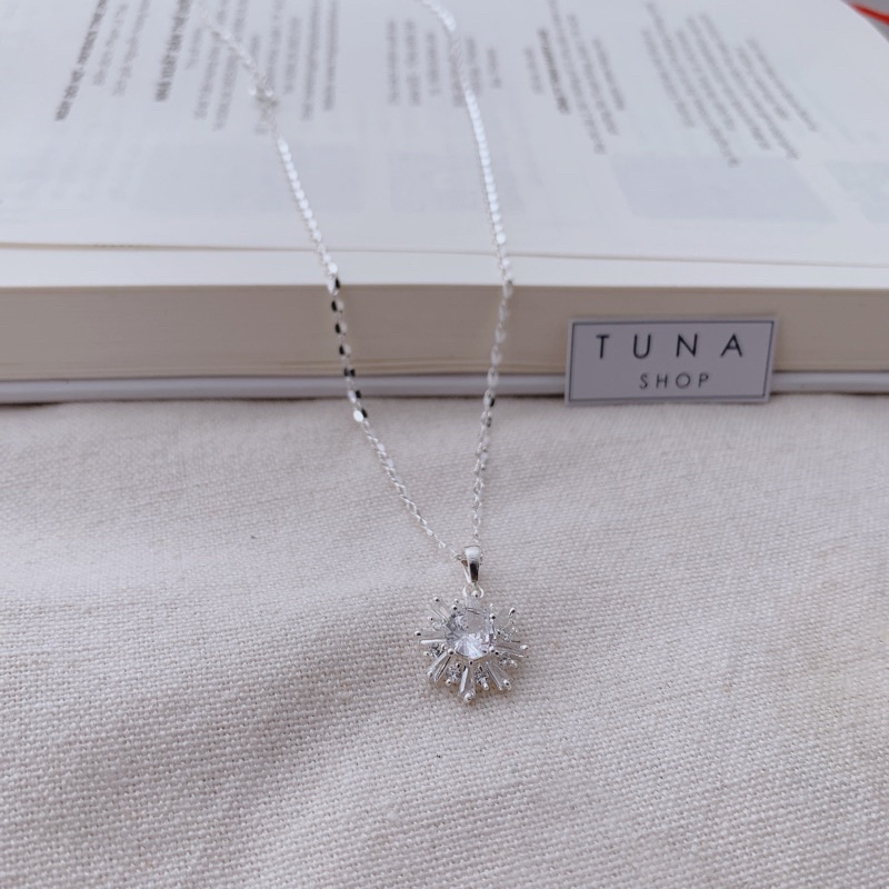 Dây chuyền Bạc hoa tuyết đính đá, Vòng cổ Bạc nữ bông tuyết gắn đá cao cấp TUNASILVER, 𝐂𝐚𝐦 𝐤𝐞̂́𝐭 𝐜𝐡𝐮𝐚̂̉𝐧 𝐁𝐚̣𝐜